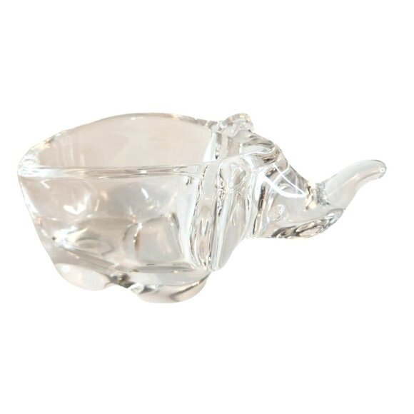 Crystal Clear Glass Elephant Candy Trinket Dish Bowl 6.25" Collectible  Figurine - Picture 1 of 14